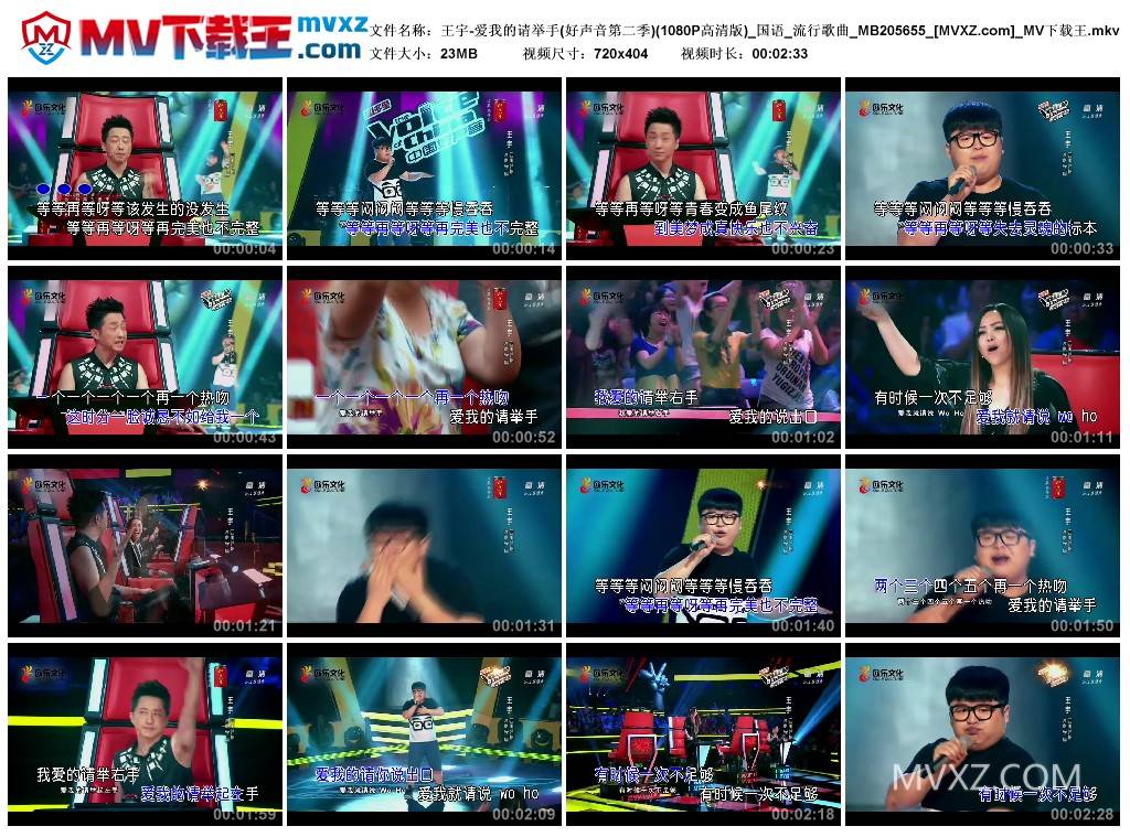 王宇-爱我的请举手(好声音第二季)(1080P高清版)_国语_流行歌曲_MB205655